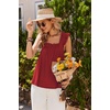 image:imageEkouaer Pajamas for Women Set 2 Piece Ruffle Pjs Soft Sleeveless Tank Top and Pants Sleepwear Bridal Casual LoungewearWine Red