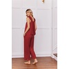 image:imageEkouaer Pajamas for Women Set 2 Piece Ruffle Pjs Soft Sleeveless Tank Top and Pants Sleepwear Bridal Casual LoungewearWine Red
