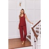 image:imageEkouaer Pajamas for Women Set 2 Piece Ruffle Pjs Soft Sleeveless Tank Top and Pants Sleepwear Bridal Casual LoungewearWine Red