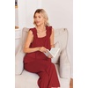 image:imageEkouaer Pajamas for Women Set 2 Piece Ruffle Pjs Soft Sleeveless Tank Top and Pants Sleepwear Bridal Casual LoungewearWine Red