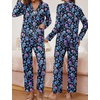 image:imageEkouaer Pajamas for Women Set Button Down Pj Long Sleeve Shirt and Pants Lounge Sets Fall Sleepwear with PocketsBlack Skull Floral