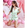 image:imageEkouaer Silk Satin Pajama Set for Women Button Down Short Sleeve Top and Shorts Pjs Sets Sleepwear Gifts for Party S5XLLight Green Cocktail Glass