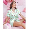 image:imageEkouaer Silk Satin Pajama Set for Women Button Down Short Sleeve Top and Shorts Pjs Sets Sleepwear Gifts for Party S5XLLight Green Cocktail Glass