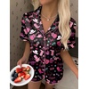 image:imageEkouaer Silk Satin Pajama Set for Women Button Down Short Sleeve Top and Shorts Pjs Sets Sleepwear Gifts for Party S5XLPink Disco Cowgirl