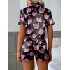 image:imageEkouaer Silk Satin Pajama Set for Women Button Down Short Sleeve Top and Shorts Pjs Sets Sleepwear Gifts for Party S5XLPink Leopard