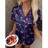 image:imageEkouaer Silk Satin Pajama Set for Women Button Down Short Sleeve Top and Shorts Pjs Sets Sleepwear Gifts for Party S5XLPink Martini