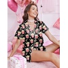 image:imageEkouaer Silk Satin Pajama Set for Women Button Down Short Sleeve Top and Shorts Pjs Sets Sleepwear Gifts for Party S5XLPopcorn