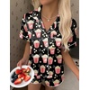 image:imageEkouaer Silk Satin Pajama Set for Women Button Down Short Sleeve Top and Shorts Pjs Sets Sleepwear Gifts for Party S5XLPopcorn