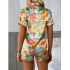 image:imageEkouaer Silk Satin Pajama Set for Women Button Down Short Sleeve Top and Shorts Pjs Sets Sleepwear Gifts for Party S5XLTropical Print
