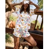 image:imageEkouaer Silk Satin Pajama Set for Women Button Down Short Sleeve Top and Shorts Pjs Sets Sleepwear Gifts for Party S5XLWhite Bow Softball