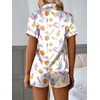 image:imageEkouaer Silk Satin Pajama Set for Women Button Down Short Sleeve Top and Shorts Pjs Sets Sleepwear Gifts for Party S5XLWhite Bow Softball