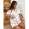 image:imageEkouaer Silk Satin Pajama Set for Women Button Down Short Sleeve Top and Shorts Pjs Sets Sleepwear Gifts for Party S5XLWhite Bow Softball