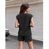 image:imageEkouaer Two Piece Sets for Women Summer Crew Neck Lounge Shorts Sets Cap Sleeve Matching Sets Vacation Outfits with PocketBlack