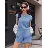 image:imageEkouaer Two Piece Sets for Women Summer Crew Neck Lounge Shorts Sets Cap Sleeve Matching Sets Vacation Outfits with PocketBlue