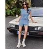 image:imageEkouaer Two Piece Sets for Women Summer Crew Neck Lounge Shorts Sets Cap Sleeve Matching Sets Vacation Outfits with PocketBlue