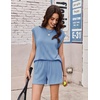 image:imageEkouaer Two Piece Sets for Women Summer Crew Neck Lounge Shorts Sets Cap Sleeve Matching Sets Vacation Outfits with PocketBlue