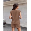 image:imageEkouaer Two Piece Sets for Women Summer Crew Neck Lounge Shorts Sets Cap Sleeve Matching Sets Vacation Outfits with PocketBrown