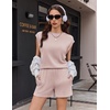 image:imageEkouaer Two Piece Sets for Women Summer Crew Neck Lounge Shorts Sets Cap Sleeve Matching Sets Vacation Outfits with PocketChampagne
