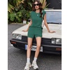 image:imageEkouaer Two Piece Sets for Women Summer Crew Neck Lounge Shorts Sets Cap Sleeve Matching Sets Vacation Outfits with PocketDark Green