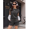 image:imageEkouaer Two Piece Sets for Women Summer Crew Neck Lounge Shorts Sets Cap Sleeve Matching Sets Vacation Outfits with PocketGrey