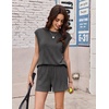 image:imageEkouaer Two Piece Sets for Women Summer Crew Neck Lounge Shorts Sets Cap Sleeve Matching Sets Vacation Outfits with PocketGrey