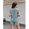image:imageEkouaer Two Piece Sets for Women Summer Crew Neck Lounge Shorts Sets Cap Sleeve Matching Sets Vacation Outfits with PocketIce Green