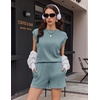 image:imageEkouaer Two Piece Sets for Women Summer Crew Neck Lounge Shorts Sets Cap Sleeve Matching Sets Vacation Outfits with PocketIce Green