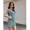 image:imageEkouaer Two Piece Sets for Women Summer Crew Neck Lounge Shorts Sets Cap Sleeve Matching Sets Vacation Outfits with PocketIce Green
