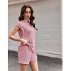 image:imageEkouaer Two Piece Sets for Women Summer Crew Neck Lounge Shorts Sets Cap Sleeve Matching Sets Vacation Outfits with PocketLight Pink