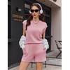 image:imageEkouaer Two Piece Sets for Women Summer Crew Neck Lounge Shorts Sets Cap Sleeve Matching Sets Vacation Outfits with PocketLight Pink
