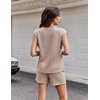 image:imageEkouaer Two Piece Sets for Women Summer Crew Neck Lounge Shorts Sets Cap Sleeve Matching Sets Vacation Outfits with PocketLotus Pink