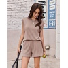 image:imageEkouaer Two Piece Sets for Women Summer Crew Neck Lounge Shorts Sets Cap Sleeve Matching Sets Vacation Outfits with PocketLotus Pink