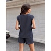 image:imageEkouaer Two Piece Sets for Women Summer Crew Neck Lounge Shorts Sets Cap Sleeve Matching Sets Vacation Outfits with PocketNavy Blue