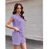 image:imageEkouaer Two Piece Sets for Women Summer Crew Neck Lounge Shorts Sets Cap Sleeve Matching Sets Vacation Outfits with PocketPurple