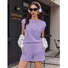 image:imageEkouaer Two Piece Sets for Women Summer Crew Neck Lounge Shorts Sets Cap Sleeve Matching Sets Vacation Outfits with PocketPurple