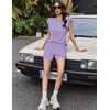 image:imageEkouaer Two Piece Sets for Women Summer Crew Neck Lounge Shorts Sets Cap Sleeve Matching Sets Vacation Outfits with PocketPurple