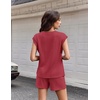image:imageEkouaer Two Piece Sets for Women Summer Crew Neck Lounge Shorts Sets Cap Sleeve Matching Sets Vacation Outfits with PocketRed