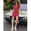 image:imageEkouaer Two Piece Sets for Women Summer Crew Neck Lounge Shorts Sets Cap Sleeve Matching Sets Vacation Outfits with PocketRed