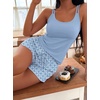 image:imageEkouaer Womens Cami Pajama Set Sexy Tank Top and Shorts Set Sleeveless Racerback Pjs Summer Soft Sleepwear SXXLBlue Geometric Pattern