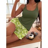 image:imageEkouaer Womens Cami Pajama Set Sexy Tank Top and Shorts Set Sleeveless Racerback Pjs Summer Soft Sleepwear SXXLGreen Leaves