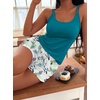 image:imageEkouaer Womens Cami Pajama Set Sexy Tank Top and Shorts Set Sleeveless Racerback Pjs Summer Soft Sleepwear SXXLHawaii Green Plant