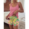 image:imageEkouaer Womens Cami Pajama Set Sexy Tank Top and Shorts Set Sleeveless Racerback Pjs Summer Soft Sleepwear SXXLHawaiian Pink Floral Leaves