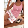 image:imageEkouaer Womens Cami Pajama Set Sexy Tank Top and Shorts Set Sleeveless Racerback Pjs Summer Soft Sleepwear SXXLOmbre Pink