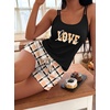image:imageEkouaer Womens Cami Pajama Set Sexy Tank Top and Shorts Set Sleeveless Racerback Pjs Summer Soft Sleepwear SXXLOrange Love Plaid