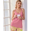 image:imageEkouaer Womens Cami Pajama Set Sexy Tank Top and Shorts Set Sleeveless Racerback Pjs Summer Soft Sleepwear SXXLPeach Pink Floral