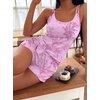 image:imageEkouaer Womens Cami Pajama Set Sexy Tank Top and Shorts Set Sleeveless Racerback Pjs Summer Soft Sleepwear SXXLPink Floral Leaves