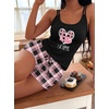 image:imageEkouaer Womens Cami Pajama Set Sexy Tank Top and Shorts Set Sleeveless Racerback Pjs Summer Soft Sleepwear SXXLPink Love Plaid
