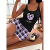 image:imageEkouaer Womens Cami Pajama Set Sexy Tank Top and Shorts Set Sleeveless Racerback Pjs Summer Soft Sleepwear SXXLPurple Love Plaid