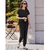 image:imageEkouaer Womens Cotton Matching Lounge Sets Short Sleeve Top and Jogger Pants Set Fashion Casual OutfitsBlack