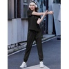 image:imageEkouaer Womens Cotton Matching Lounge Sets Short Sleeve Top and Jogger Pants Set Fashion Casual OutfitsBlack